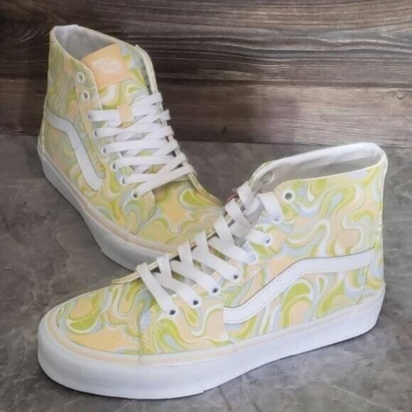 New Vans Sk8 Hi Tapered Lime Green White High Tops Skate Sneakers Casual Rave - Picture 2 of 10
